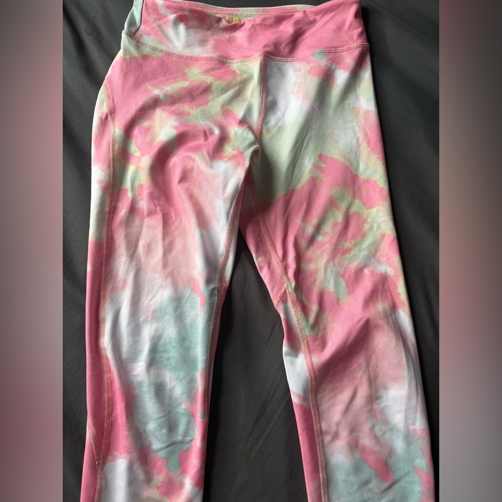 Tek Gear Pink and Green Tie-Dye Leggings